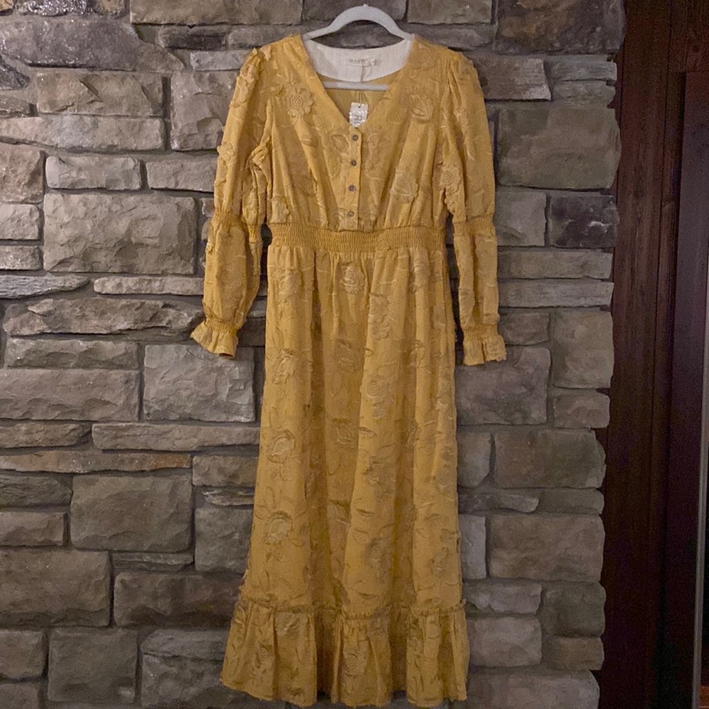 Harvest yellow Roolee mid-length dress -Medium